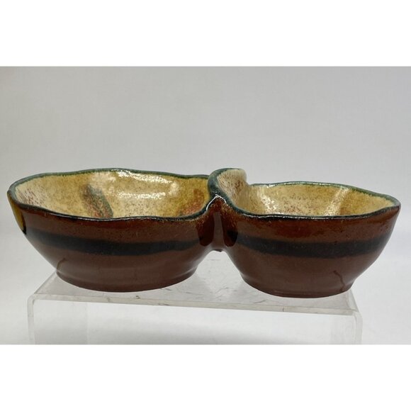 Modigliani Italy Terra Cotta Glazed Pottery Small Double Side Dish Condiment EUC - Picture 4 of 16